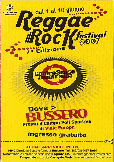 Manifesto giallo della settima edizione del Reggae Rock Festival, 2007